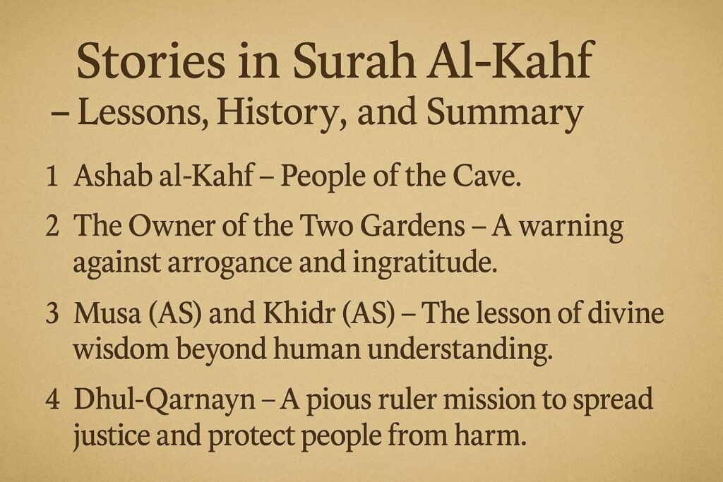 Stories in surah kahaf lesson history and summary